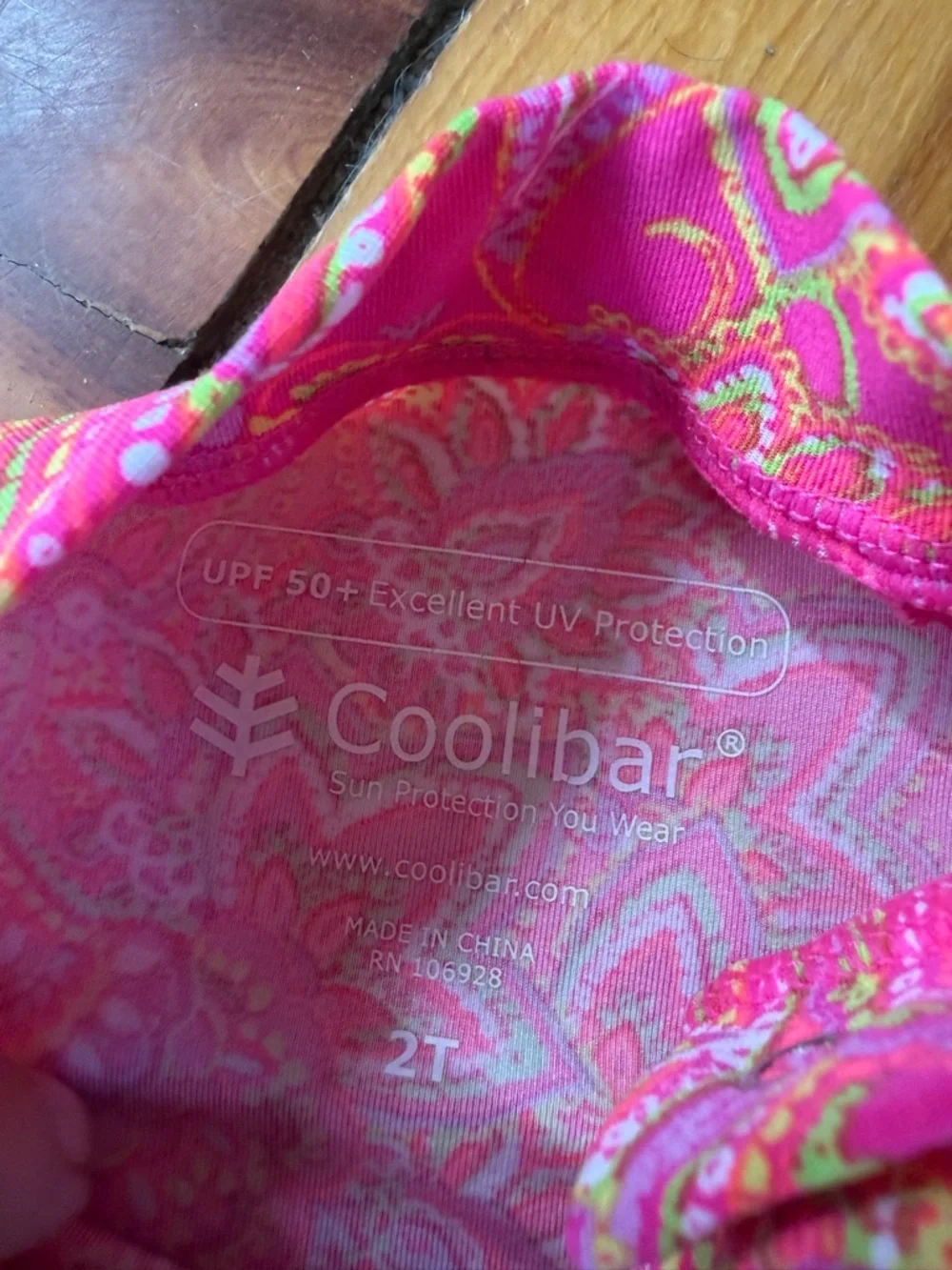 Coolibar Bright Pink‎ Colorful Paisley Rashguard Top Size 2T UPF protection